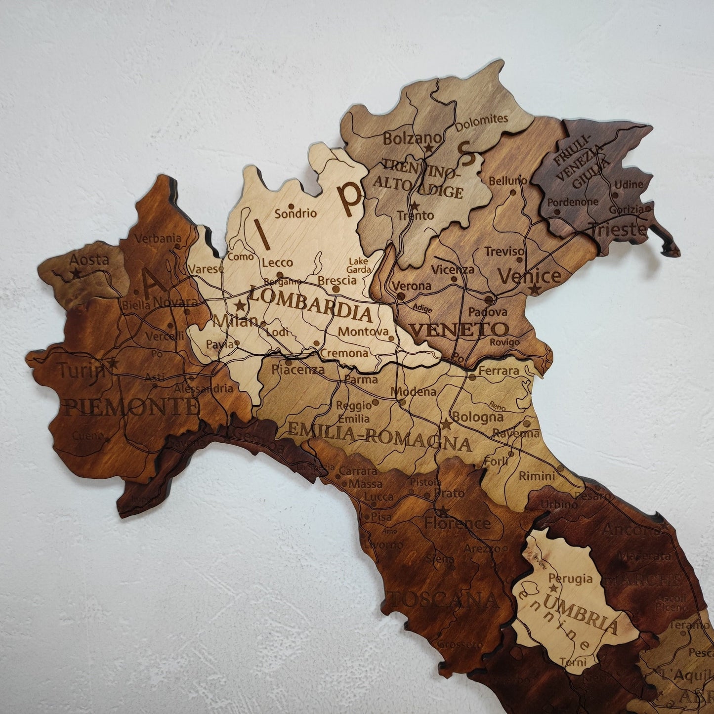 Wooden Italy Map, 3D Italy Map, Italy Travel Map, Detailed Italy Map, Mappa Italia